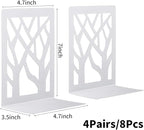 MSDADA Bookends, Book Ends for Shelves, Bookends for Office, Book Ends for Heavy Books, Book Shelf Holder Stand Home Decorative，Metal Bookend Supports, Book Stoppers, White(4 Pairs)