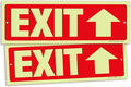 iSYFIX Exit Signs with Directional Up Arrow - 2 Pack 12x4 Inch Glow in the Dark for Business, School, Office, Warehouse - Durable 40 Mil Polystyrene, UV Laminated, Waterproof, Scratch & Fade Resistant