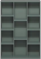 Furinno LUDER Book Shelf, 11-Cube Bookshelf, Reversible Bookcase, 9.4" x 29.1" x 41.7", for Living Room, Bedroom, Home Office, Sage Green