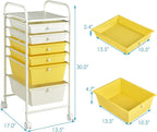 Giantex 6 Storage Drawer Cart Rolling Organizer Cart for Tools Scrapbook Paper Home Office School Multipurpose Mobile Utility Cart (Beige & Yellow)