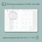 POPRUN 2025-2026 Monthly Planner (A5 8.5" X 6.25"), 18-Month Calendar Book (Jul.25 - Dec.26) with Monthly Tabs, Hardcover, Inner Pocket, 100GSM Thick Paper -Violet