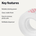 Amazon Basics Matte Finish Tape, Invisible Tape, 3/4" x 1000"(27.78 Yards), 24-Pack, Transparent