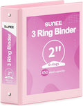 SUNEE 3 Ring Binder 2 Inch 1 Pack, Clear View Three Ring PVC-Free (Fit 8.5x11 Inches) for School or Office Supplies, Pink