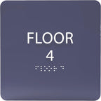 Navy ADA Floor 4 Sign with Braille – Made from Durable Acrylic and Ready to Mount