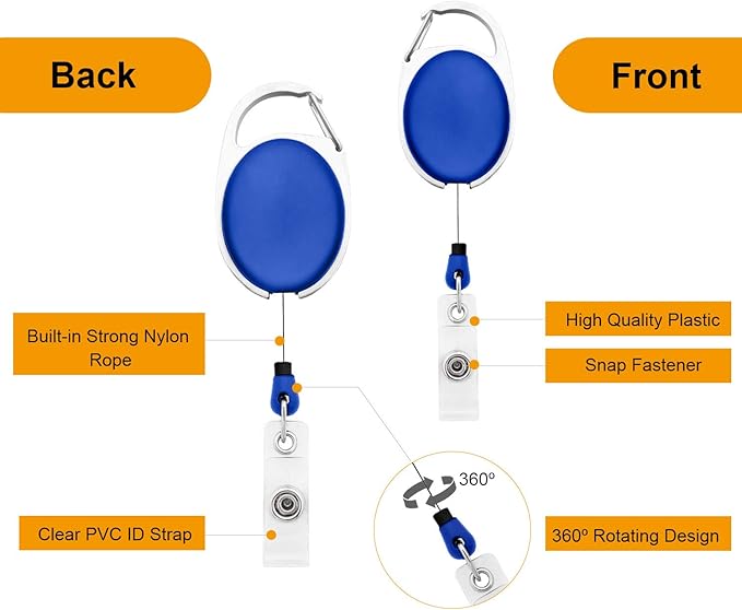 Fushing 20Pcs Retractable ID Badge Holders ID Badge Reels with Clip Retractable Badge Holders for Office Worker Doctor Nurse (Blue)