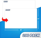 Chell 200 Count Blank Index Cards 5x8 Inch Heavyweight, No Bleed-Through, Double Side Unlined, 74 lb. Cover Weight, White