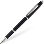 Cross Century II Black Lacquer with Chrome Plated Appointments and Polished Stainless Steel Medium Nib Fountain Pen