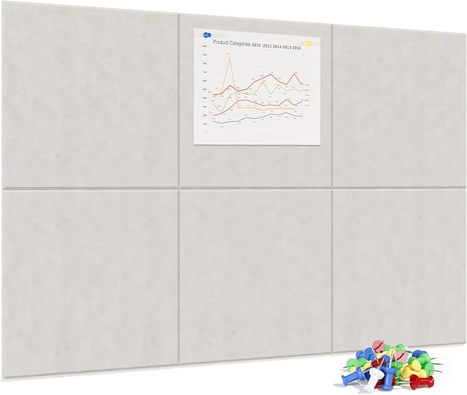 Neatsure Large Cork Board for Wall, 36" x 24" Bulletin Board with Pushpins, 6 Panels Felt Tiles Tack Push Pin Board for Office, Light Tan