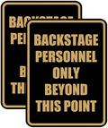Portrait Round Backstage Personnel Only Beyond This Point Door or Wall Sign Easy Installation | Music | Concert | Festivals Sign (Black Gold) - Medium (2 Pack)