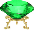 PATIKIL Diamond Crystal Paperweight, 100mm / 3.94" Crystal Paperweight Paper Weight with Gold 25 Metal Base for Home Office Desktop Table Decor Wedding Party Ornaments, Green