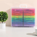 Party Club of America PCA Photo Storage Box 4" x 6" Cases With Handle - 16 Inner Keeper, Large Organizer, Plastic Craft Case for Stickers, Stamps, Jigsaw, Vegetable Seeds