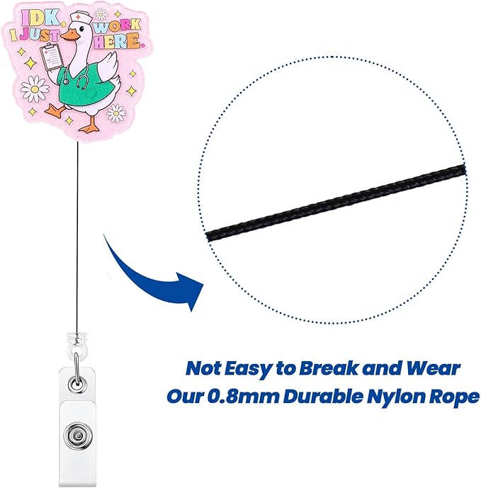 IDK I Just Work Here Funny Silly Goose Nurse Badge Reel, Pink Cute Retractable ID Medical Badge Holder, Name Tag Badge Buddy for RN CNA LPN MA Night Shift Nurse Nursing Student Doctor Social Workers