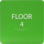 Light Green ADA Floor 4 Sign with Braille – Made from Durable Acrylic and Ready to Mount