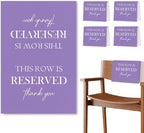 ChissNook Reserved Seating Chair Signs, This Row Is Reserved Pew Cloths Seating Placeholder for Church Pews, Purple Wedding Decorations for Reception Parties Celebrations Event (Purple, 4 PCS)