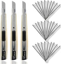 WEKOIL 30Pcs Snap Off Utility Knife Blades with 3 Pcs Delicate 9mm Auto Lock Art Knives Craft Cutters Box Paper Cutters Graphic Knife for Office Home Garage Warehouse,White