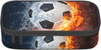 HKHEHOP Soccer Ball Cool Sport Pencil Case Big Capacity Storage Pencil Pouch Stationery Bags With Zipper Portable Pen Holder Box Organizer For Boys Girls Teens Student College School Office Supplies