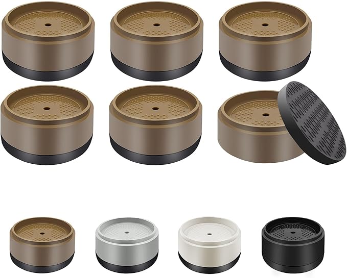 Furniture Risers Bed Risers Heavy Duty 1 inch, 2 inch, 3 inch, 4 inch Round Adjustable Bed Lifts Riser for Desk Legs Table Couch Sofa Chair Refrigerator Washing Machine (1 Inch, Brown, 6 Pack )