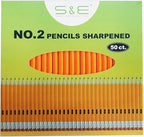 S & E TEACHER'S EDITION 50Pcs Wooden Pencils with Eraser Tops, Wood Pencil, Pre-sharpened Pencils with Eraser top, 2 HB Pencil for Writing Drawing Sketching Back to school