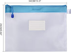 Zipper Pouch, Wisdompro 4 Packs Durable Letter Size Waterproof Mesh File Bag, Document Organizer - Blue