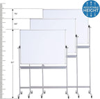 DexBoard Large Double Sided Whiteboard 72x40 inches on Wheels, Height Adjustable Mobile Magnetic Dry Erase Board with Rolling Stand for Office Meetings, Classroom Teaching, Home, Silver Frame