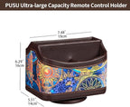 PUSU 360°Rotatable Remote Control Holder, PU Leather TV Remote Holder Caddy for Table, Bright and Colorful Art Supply Organizer Pen Holder, Multi-Functional Desk Organizer Living Room Office Decor