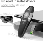 QUI Presentation Clicker Wireless Presenter Remote Clicker for PowerPoint Presentation Remote, PowerPoint Slide Advancer for Mac/Windows/Linux, Google Slide/PPT/Keynote, USB A, Black