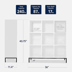 Best Choice Products 9-Cube Bookshelf, 3-Tier Wood Storage Bookcase W/Legs, 11in Shelf Opening, Cube Organizer, Living Room, Office, Nursery - White
