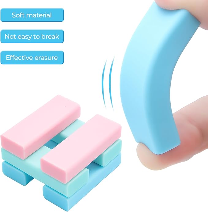M&G 6 Pack Sliding Retractable Rubber Erasers, Push-Pull Large Pencil Erasers with Transparent Plastic Sleeve, Soft Rubber Erasers for Office, Drafting, and Everyday Use