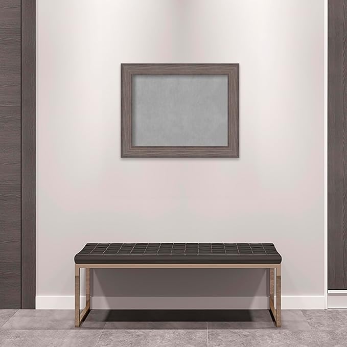Amanti Art Grey Framed Magnetic Board 23x29 Medium Vision Board for use with Magnets, 100% Metal Sheet to Display Items as Office Decor or for Home Organization in mudroom, Kitchen or Kids Room