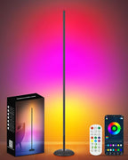 Vexinat Corner Floor Lamp, Smart RGB LED Corner Lamp with App & Remote, Modern Floor Lamp with 16 Million Colors, Music Sync, Scene Modes, Color Changing Standing Lamps for Living Room, Bedroom