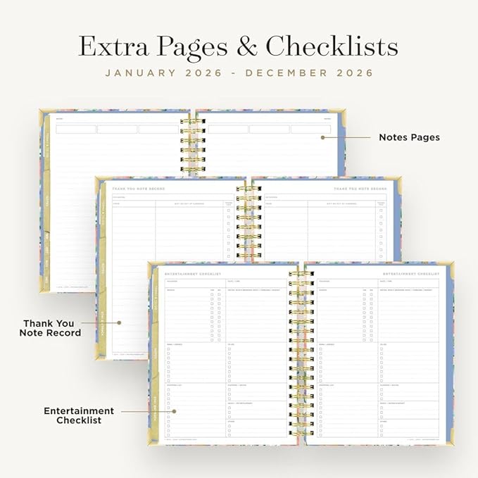 Day Designer 2026 Weekly Planner – Premium Planner for Stylish Organization. Combines Weekly & Monthly Calendars, Daily Schedule, Notes Pages, Goal Setting, Stickers, Pocket & More. Elegant Laminated Cover with Gold Accents (Lorelei Design - 2026)