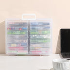 Party Club of America PCA Photo Storage Box 4" x 6" With Handle - 16 Inner Keeper, Large Organizer, Clear Plastic Craft Case for Stickers, Stamps, Jigsaw, Vegetable Seeds