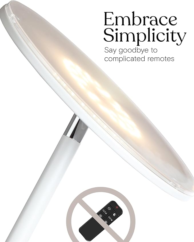 Brightech Sky LED Floor lamp, Torchiere Super Bright Floor Lamp for Living Room Decor & Office - Dimmable, Tall Standing Lamp with Warm Light for Bedroom & Reading - White