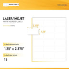 HOUSELABELS 18-up Address Labels (2-3/8" x 1-1/4") for Laser and Inkjet Printers, 50 Sheets