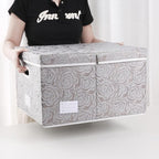 PRANDOM Extra Large Collapsible Storage Boxes with Lids Fabric Decorative Storage Bins Cubes Organizer Baskets with Cover Handles Divider for Bedroom Closet Living Room 19.7x15.7x11.6 Inch 3 Pack