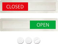 Open Closed Sign, Open Signs Privacy Slide Door Sign Indicator for Business Storefront, Restroom, Office Door, Wall, Window, Restaurants, Retail Salon Shops,7'' x 1.5'' - Stainless Steel,Silver