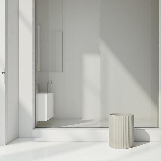 DoveeDosa Beige Luxury Stone Bathroom Trash Can, Modern Bathroom Office Trash Can, Resin Wastebasket, Garbage Receptacle Bin for Bathrooms, Offices, Powder Rooms, Kitchens (Beige)