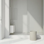 DoveeDosa Beige Luxury Stone Bathroom Trash Can, Modern Bathroom Office Trash Can, Resin Wastebasket, Garbage Receptacle Bin for Bathrooms, Offices, Powder Rooms, Kitchens (Beige)