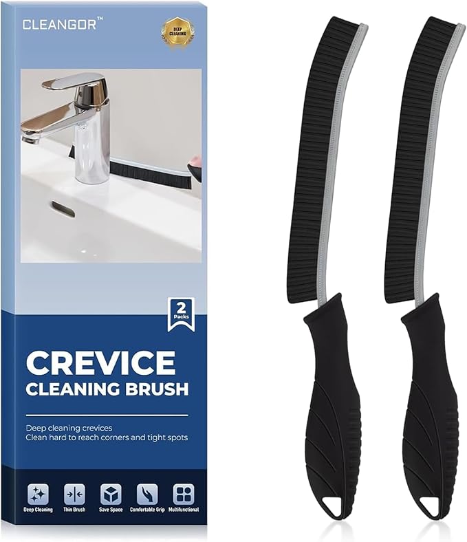 CLEANGOR Crevice Cleaning Brushes, Cleaner Scrub Brush Tool for Hard to Reach Tight Space, Home Essentials, Cleaning Supplies for Shower, Bathroom, Kitchen, Toilet, Window