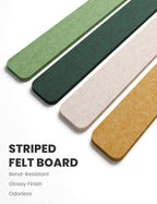 Cork Board Alternative Felt Strip Board 8-Pack 13"x2", Office Pin Board with 50 Push Pins, Adhesive Install for Bedroom Door & Home Office(Moss Glimmer)