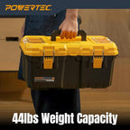 POWERTEC 19-Inch Tool Box with Trays - Lockable, Metal Latch, Organizer, Portable Storage for Tools, Small or Mid-Sized Parts (72362)