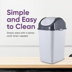 Superio Small 2.5 Gallon Plastic Trash Can with Swing Top Lid, Compact Slim Waste Bin for Under Desk, Office, Bedroom, Bathroom, Dorm Room, 10 Qt. Portable Garbage Can (SmokeWhite/Grey, 2 Pack)