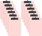 Zoenley A4 Plastic Clipboard Set of 12, Pink 12.5 x 9 Letter Size for Classroom, Students, Teacher, Nurse, 8.5 x 11 Clip Board with Low Profile Black Clip, Office & School Supplie