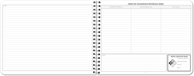 BookFactory Hazardous Material Log Book/Haz Mat Materials Tracking Logbook Journal / 11" x 8.5" (Made in USA)