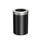 Gatco 1912SN Modern Round Waste Basket, Matte Black and Satin Nickel Combo / 11.88" H x 7.63" Dia Open Top Stainless Steel Trash Can with Removable Lid, 11 Liter Capacity