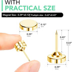 E BAVITE 50 Set Magnetic Push Pins,Flat Push Pin, Magnetic Thumb Tacks for Wall Bulletin Board Poster and Photo Hangers (Gold)