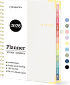 2026 Planner, Forvencer Calendar Planner Weekly and Monthly, Jan 2026-Dec 2026, 8.5" X 11", Hardcover Agenda Book, Daily Journal Organizer with Inner Pocket, Notebook for Office School, A4, Off-white