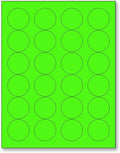 NextDayLabels - 8-1/2 x 11 Neon Color High Light Fluorescent Labels for Laser & Inkjet Printer (Green Fluorescent, 1.66" Round - 24 Per Page | 600 Labels)