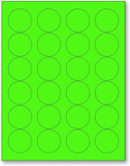 NextDayLabels - 8-1/2 x 11 Neon Color High Light Fluorescent Labels for Laser & Inkjet Printer (Green Fluorescent, 1.66" Round - 24 Per Page | 600 Labels)