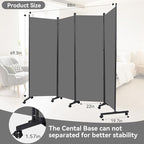 Room Divider (4 Panel) Wall Divider for Room Separation, 88 inch Wide Portable Privacy Screens W/Wheels, Metal Frame Freestanding Room Separators 5.6FT Room Partitions and Dividers